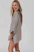 Ribbed Roll-tab Sleeve Chest Pocket Oversize Top